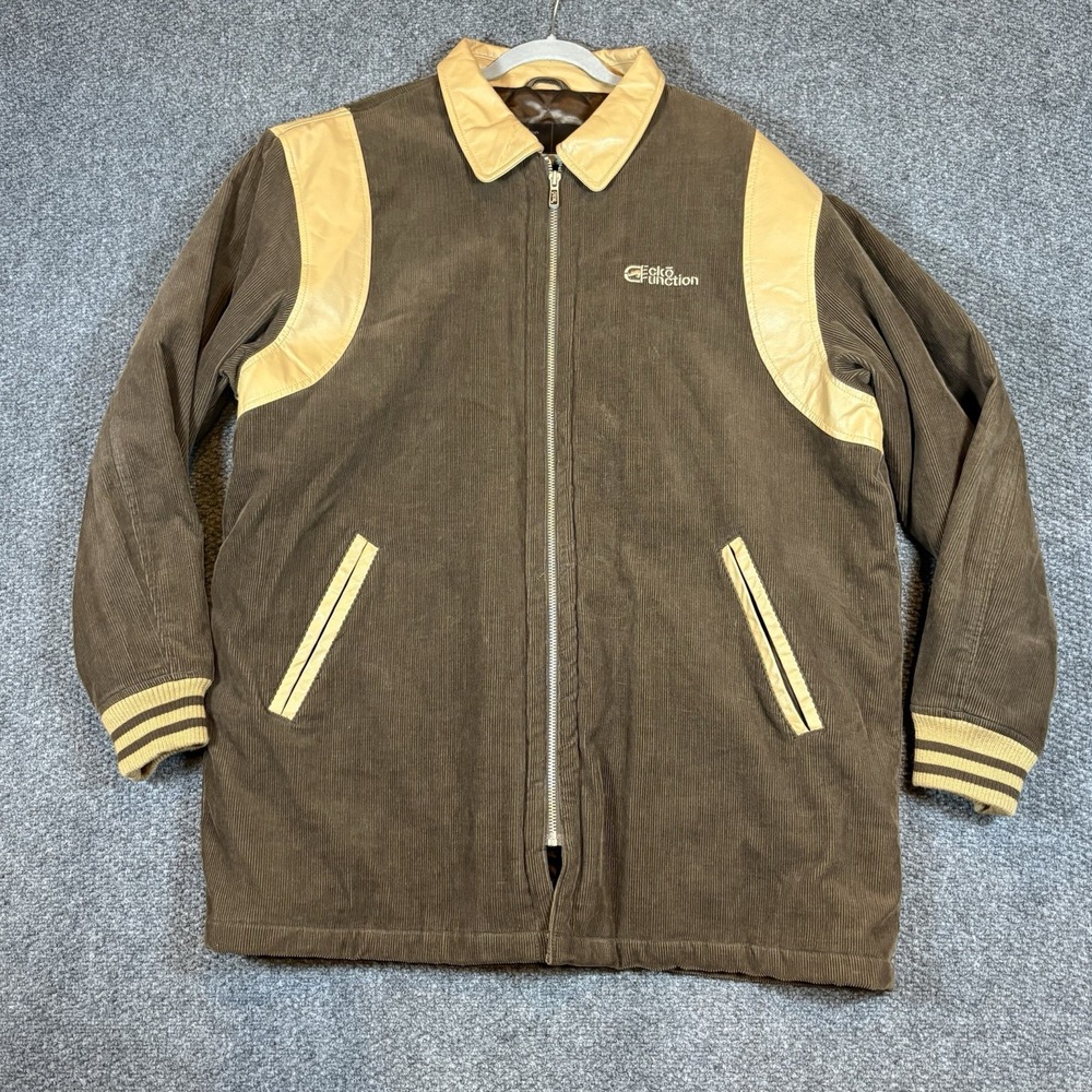 Rare Vintage Y2K Ecko Function Varsity Bomber Corduroy Leather Jacket Mens 2XL